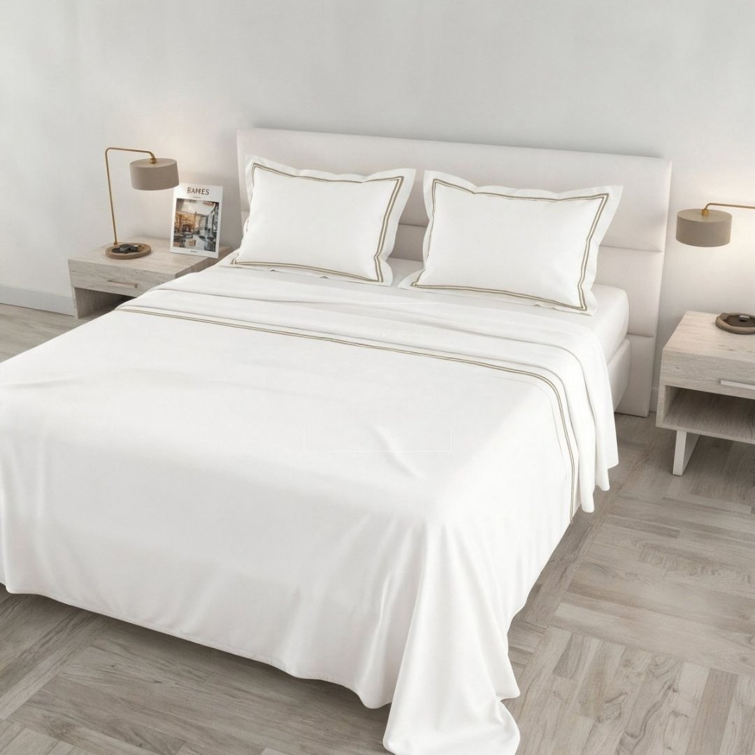 COMPLETO LETTO IN RASO E CORDONETTO