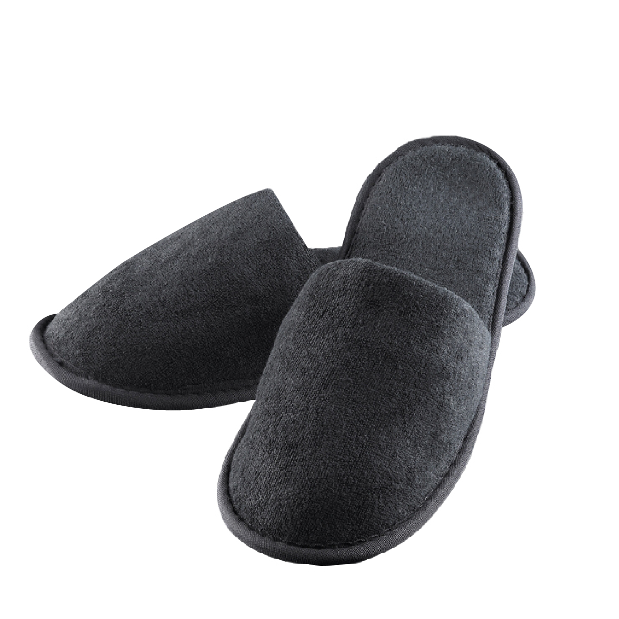 BLACK LUX TERRY CLOSED SLIPPER